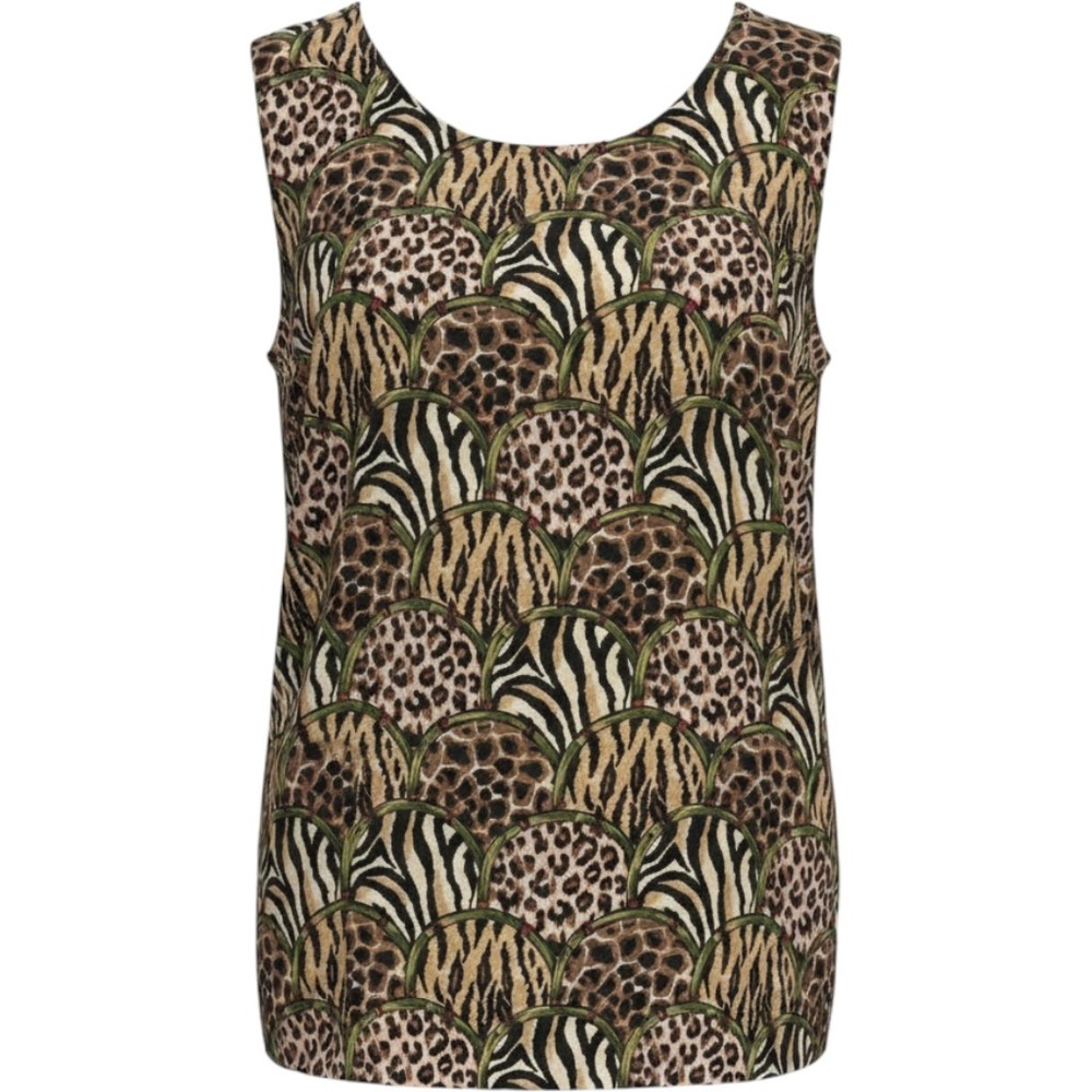 Stunt Womens 100% Silk Mixed Animal Print Sleeveless Shell Top Leopard Zebra M